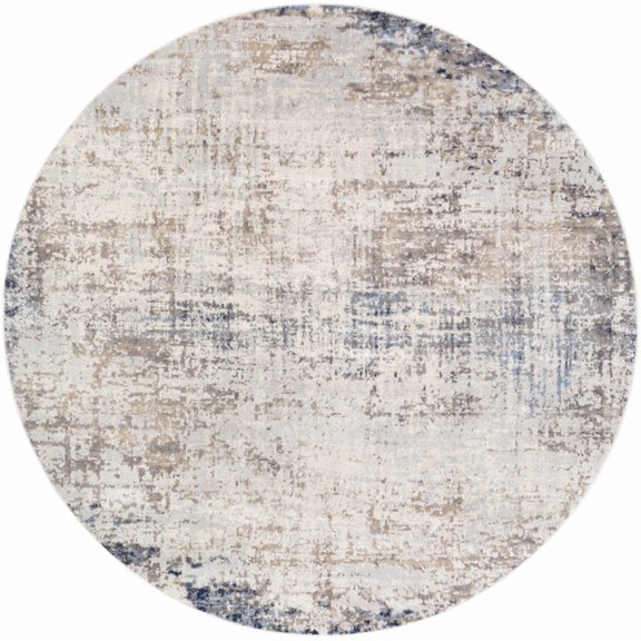 BoutiqueRugs Alcove Modern Abstract Area Rug - Navy, Gray, Ice Blue - 6'7" Round