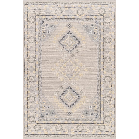BoutiqueRugs Alena Boho Hand Tufted Wool and Cotton Natural Fiber Soft Area Rug - Traditional Medallion Carpet for Living Room - Gray, Cream- 2' x 3'