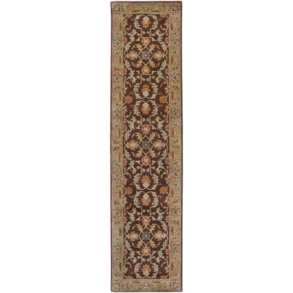 BoutiqueRugs Alexander Traditional Wool Runner Rug - Dark Brown, Olive, Beige - 3' x 12' Runner