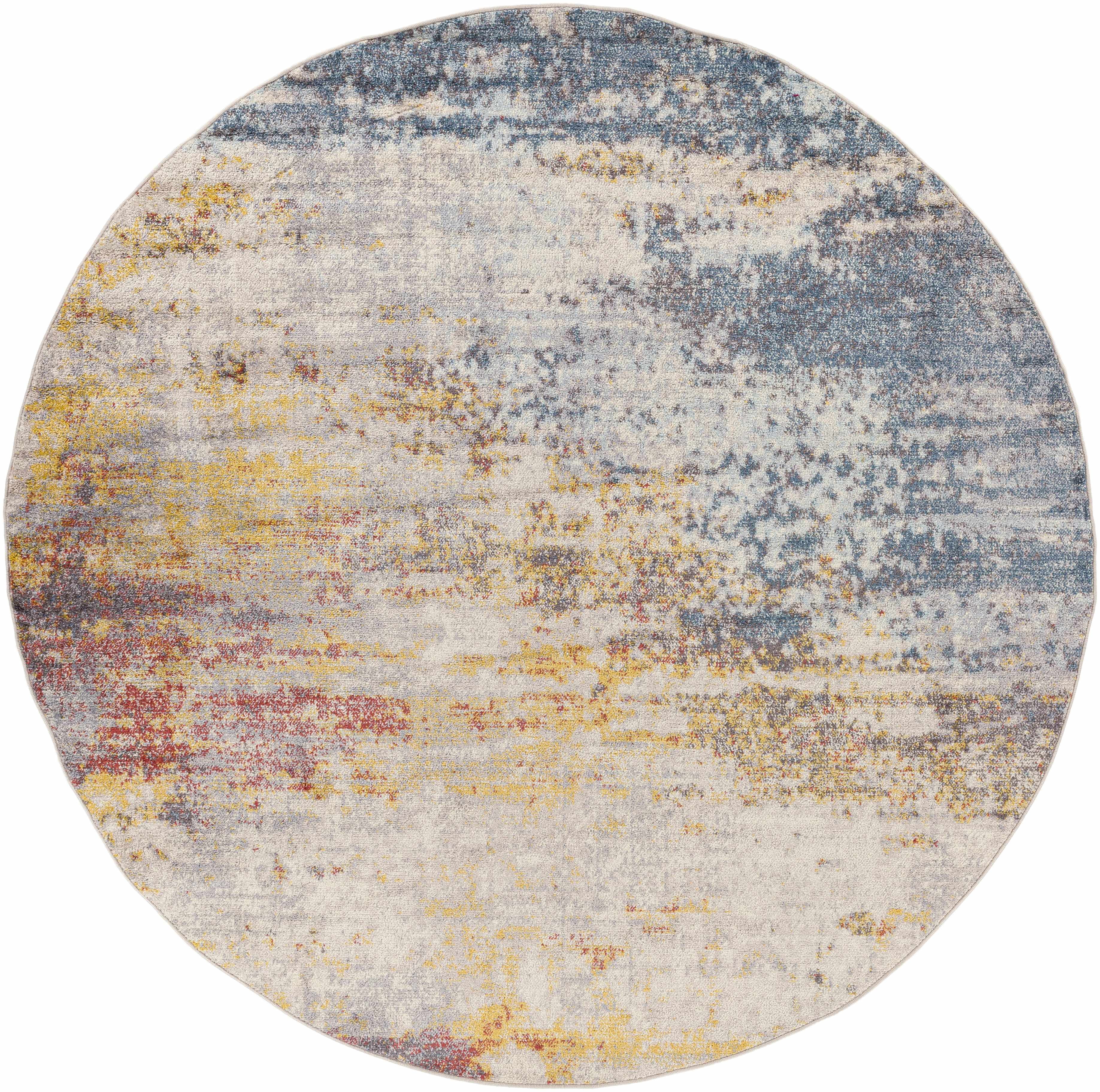 BoutiqueRugs Alexandra Contemporary Area Rug - Navy, Ice Blue, Gray - 7'10" Round