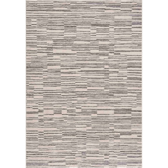 BoutiqueRugs Alexey Contemporary Area Rug - Gray, Light Slate, White - 5'3" x 7'