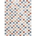 thumbnail image 1 of BoutiqueRugs Alia Colorful Modern Checkered Area Rug - Contemporary Geometric Carpet for Hallway, Nursery, Girls Boys Room - Machine Washable - White, Blue, Peach, Rust - 5'3" x 7' (5x7), 1 of 18