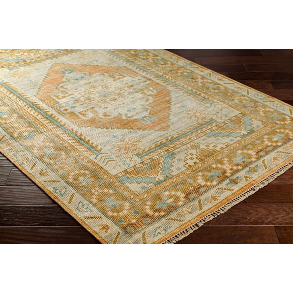 BoutiqueRugs Aliang Traditional Area Rug - Beige, Sage, PaleBlue - 18" x 18" Sample