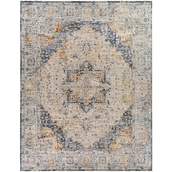 BoutiqueRugs Alief Traditional Medallion Area Rug - Teal, Rust, Gray - 9' x 12'2"