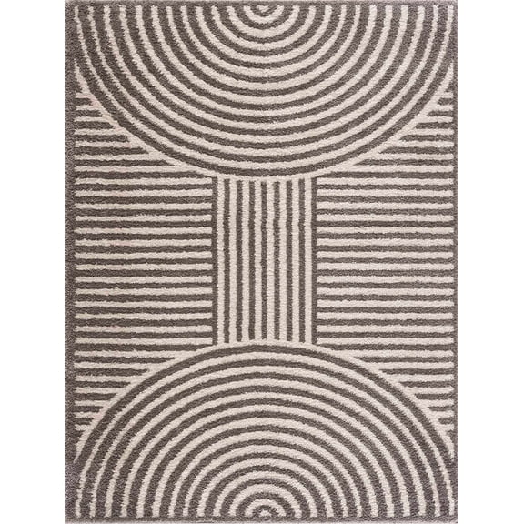 BoutiqueRugs Allard Contemporary Area Rug - Machine Washable - Peach, Charcoal - 2' x 2'11"
