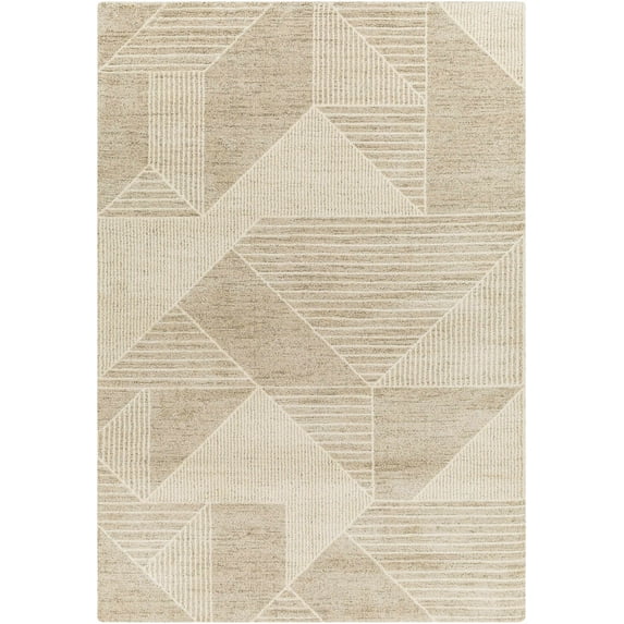 BoutiqueRugs Almas Modern Geometric Area Rug - Ivory, Peach, Medium Gray - 6'7" x 9'6"