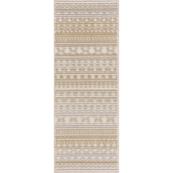 Boutique Rugs Alvan Traditional, Transitional Runner Rug - Machine Washable - Tan, Off White - 2'7" x 7'2" Runner