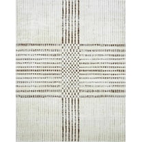 BoutiqueRugs Alvina Machine Woven Area Rug - Ivory, Dark Brown - 5'3" x 7'