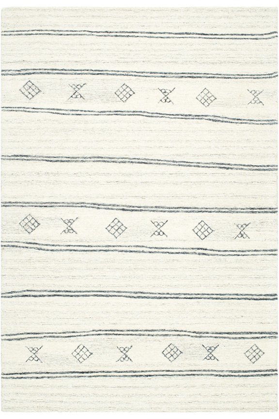 BoutiqueRugs Amaka Striped Geometric Area Rug - Off White, Dark Gray, Medium Gray - 2' x 3'