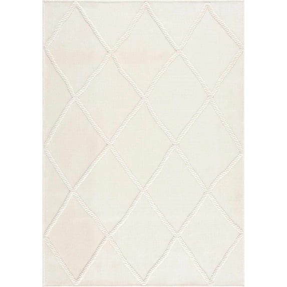 BoutiqueRugs Amani Off White High Low Pile Area Area Rug - Machine Washable - White, Off White - 3'3" x 5'