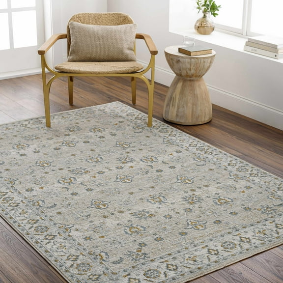BoutiqueRugs Amaru Traditional Area Rug - Taupe, Off White, Dusty Sage - 18" x 18" Sample