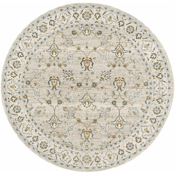 BoutiqueRugs Amaru Traditional Area Rug - Taupe, Off White, Dusty Sage - 5'3" Round