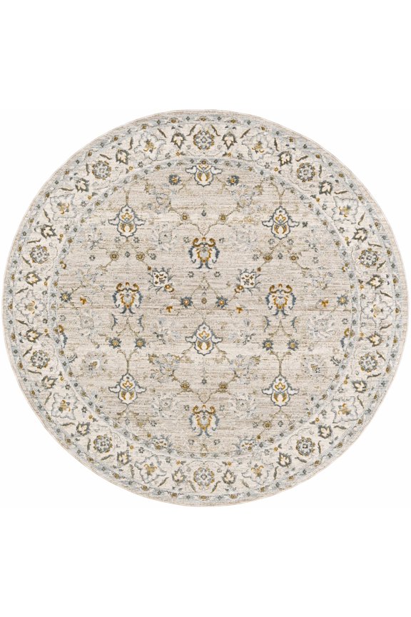 BoutiqueRugs Amaru Traditional Area Rug - Taupe, Off White, Dusty Sage - 7'10" Round