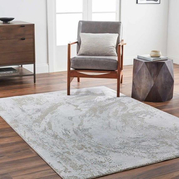 BoutiqueRugs Ambra Modern Abstract Area Rug - Light Gray, Multi Brown, Cloud Gray - 18" x 18" Sample