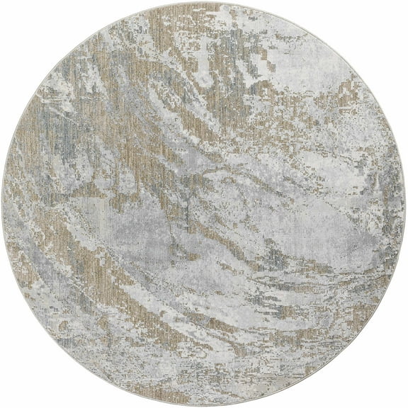 BoutiqueRugs Ambra Modern Abstract Area Rug - Light Gray, Multi Brown, Cloud Gray - 7'10" Round