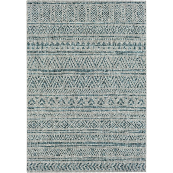 BoutiqueRugs Ambridge Moroccan Geometric Runner Rug - Southwestern Trellis Carpet for Living Room, Patio, Terrace - Outdoor Safe - Aqua, Blue, Gray - 2'7" x 12'