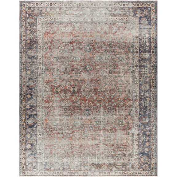 BoutiqueRugs Anahawan Traditional Farmhouse Area Rug - Machine Washable - Mauve, Taupe, Charcoal - 5'3" x 7'