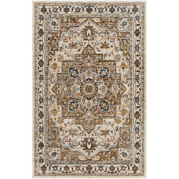 Boutique Rugs Anas Traditional Area Rug - Peach, Charcoal, Ivory - 7'9" x 10'6"