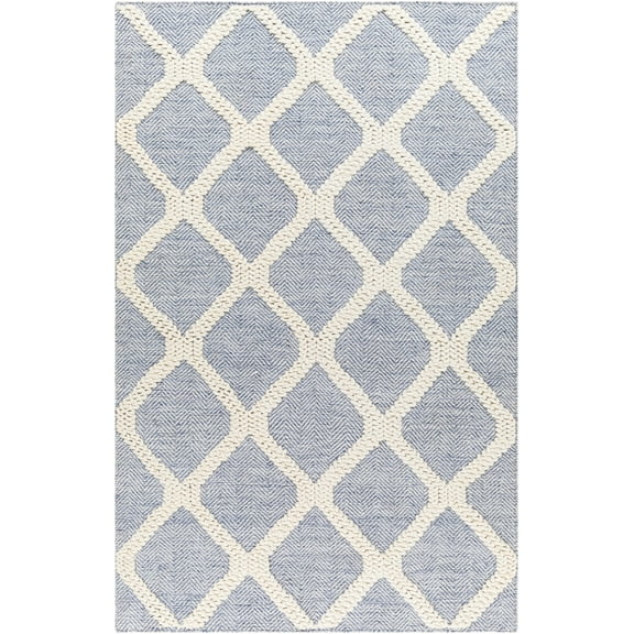 BoutiqueRugs Andra Contemporary Area Rug - Blue, Cream - 27" x 45"