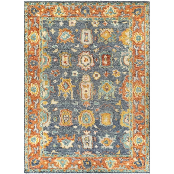 BoutiqueRugs Ankara Traditional Area Rug - Aqua, Brick Red, Burnt Orange - 2' x 3'