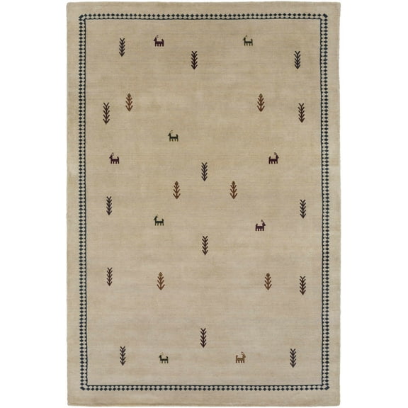 BoutiqueRugs Anstruther Bohemian/Global Area Rug - Peach, Green, Dark Brown - 5' x 7'6"