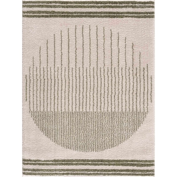 BoutiqueRugs Apichu Bohemian, Transitional Area Rug - Machine Washable - Peach, Lime Green - 5'3" x 7'