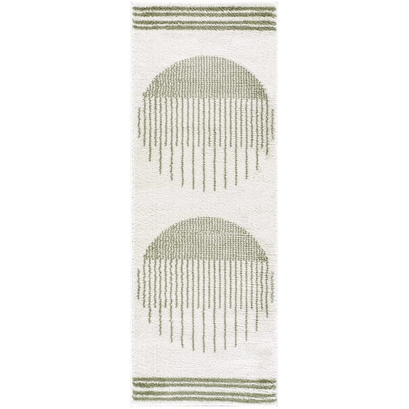 BoutiqueRugs Apichu Bohemian, Transitional Runner Rug - Machine Washable - Peach, Lime Green - 2'7" x 7'3" Runner