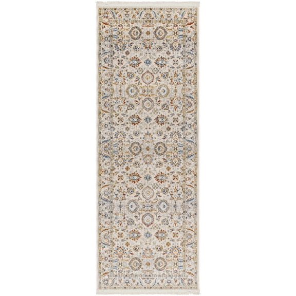 BoutiqueRugs Araya Traditional Runner Rug - Bone, Muted Blue, Metallic Copper - 2'10" x 8' Runner