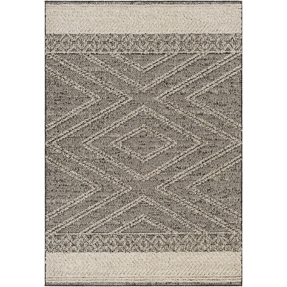 BoutiqueRugs Areli Boho High Low Textured Moroccan Geometric Area Rug - Outdoor Safe - Performance Carpet for Patio, Living Room - High Traffic - Taupe, Gray, Beige - 6'4" x 9' (6x9)