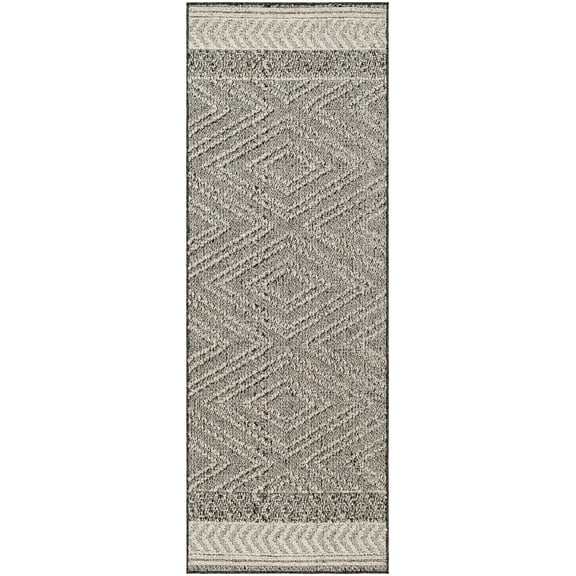 BoutiqueRugs Areli Boho High Low Textured Moroccan Geometric Runner Rug - Outdoor Safe - Performance Carpet for Porch, Patio - High Traffic - Taupe, Gray, Beige - 2'6" x 7'3" (2x8)
