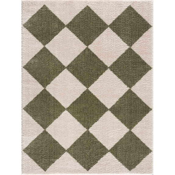 BoutiqueRugs Arilla Contemporary Area Rug - Machine Washable - Peach, Lime Green - 7'10" x 10'