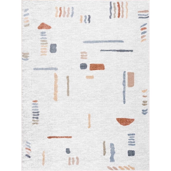BoutiqueRugs Arnon Contemporary Area Rug - Machine Washable - Medium Gray, Gray, Navy - 2' x 3'