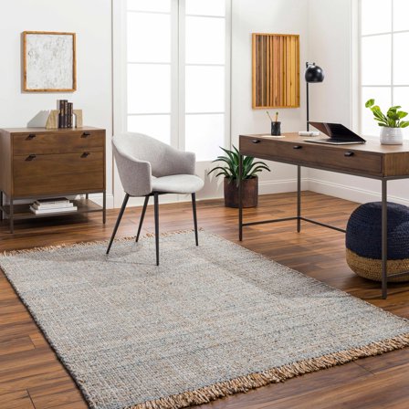 BoutiqueRugs Aron Contemporary Area Rug - Light Blue, Tan, Medium Gray - 18" x 18" Sample