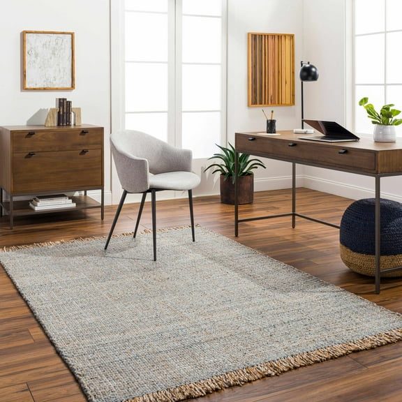 BoutiqueRugs Aron Contemporary Area Rug - Light Blue, Tan, Medium Gray - 18" x 18" Sample