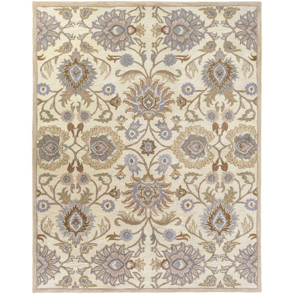 BoutiqueRugs Averdy Floral Wool Area Rug - Ivory, Taupe, Dark Red - 8' x 11'