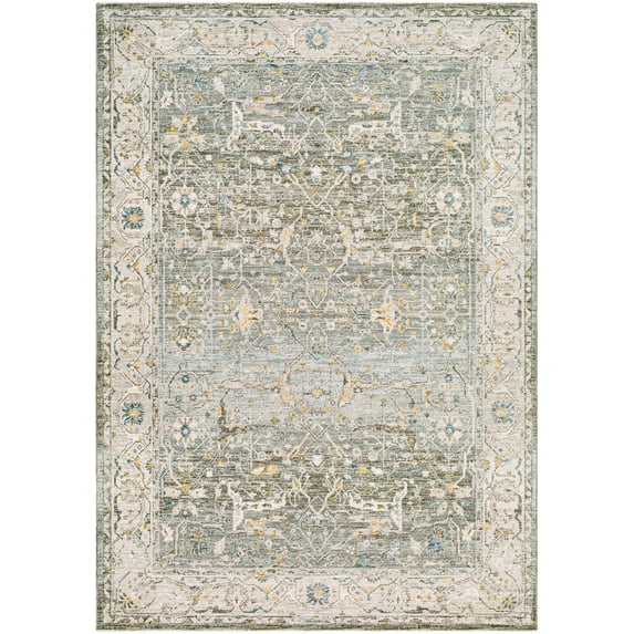BoutiqueRugs Aviva Traditional Area Rug - Deep Teal, Dusty Sage, Taupe - 2' x 2'11"