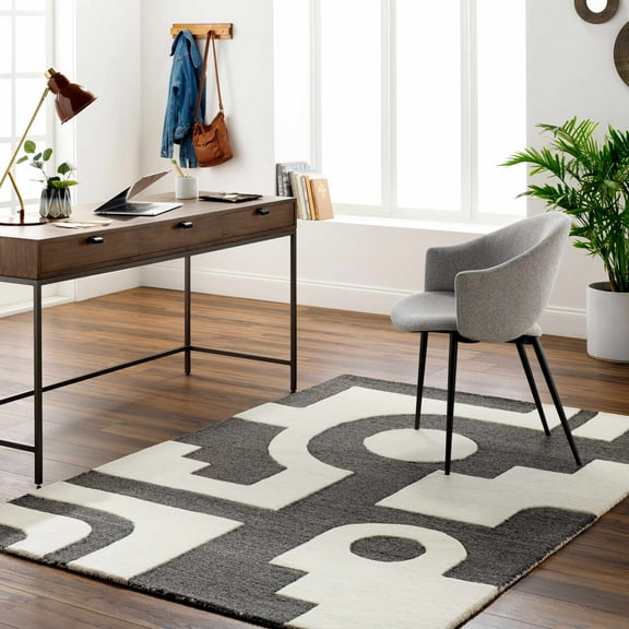 BoutiqueRugs Ayoka Contemporary Area Rug - Taupe, Bone, Dark Gray - 18" x 18" Sample