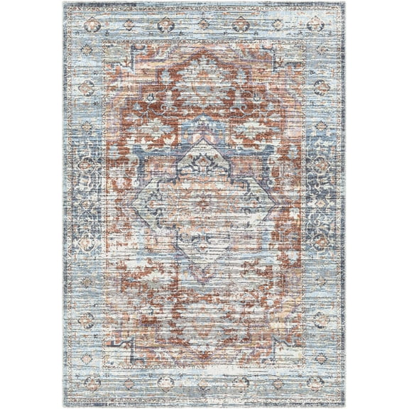 BoutiqueRugs Azfal Traditional Area Rug - Machine Washable - Burnt Orange, Dusty Coral, Black - 9'10" x 13'