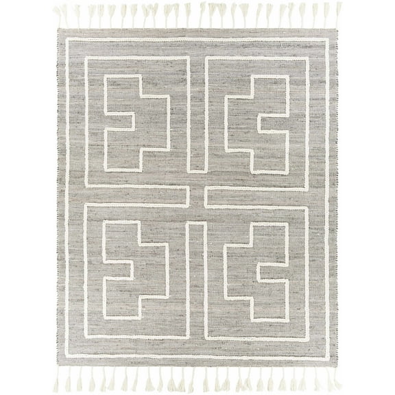 BoutiqueRugs Azra Embossed with Tassels Area Rug - Charcoal, Cream - 2' x 3'