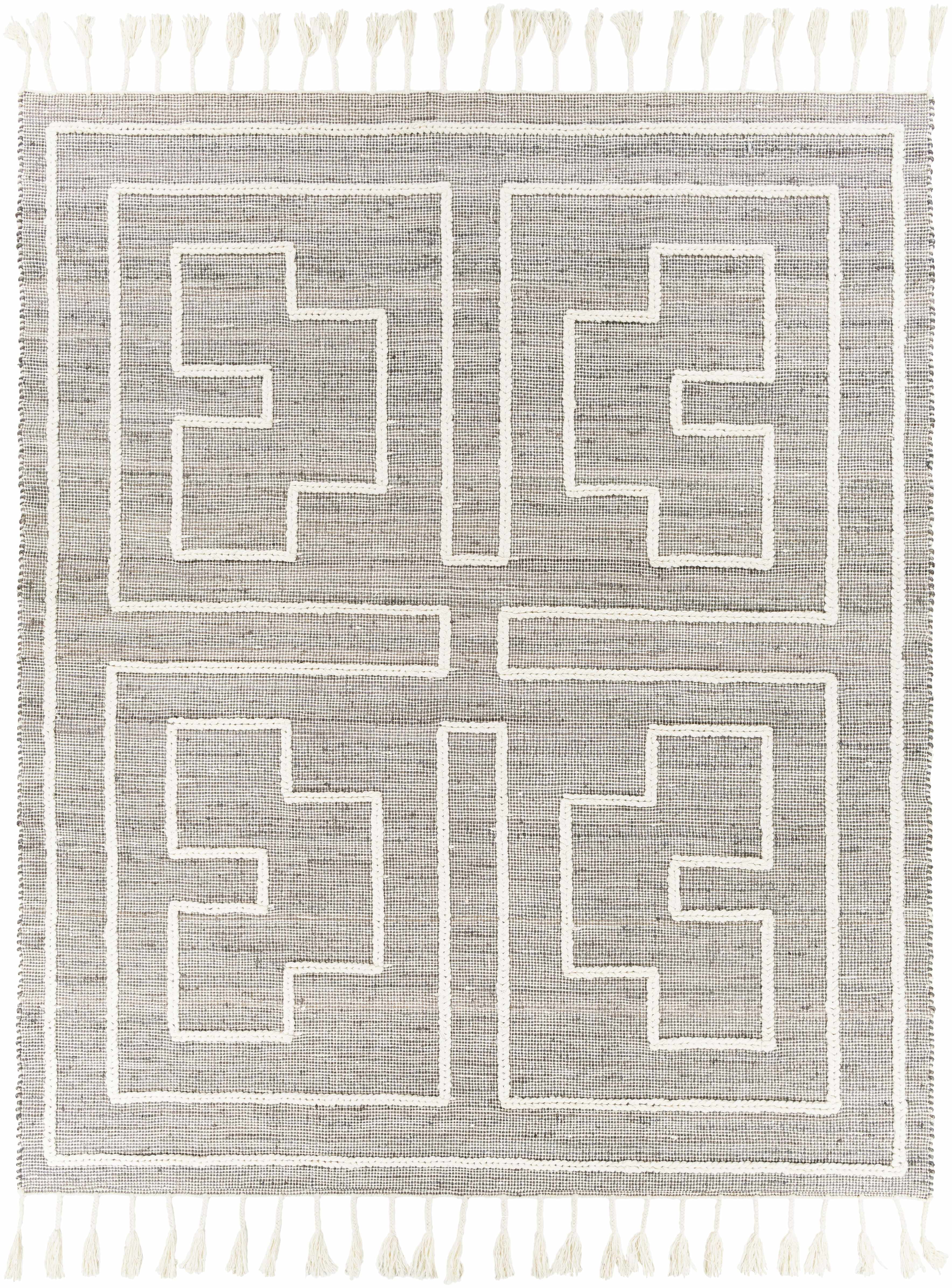 Tumble Rug Color Azra BoutiqueRugs Azra Embossed with Tassels Area Rug - Charcoal, Cream - 8 ...