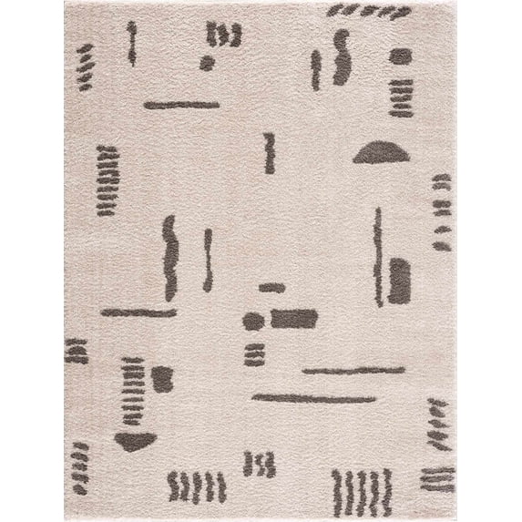 BoutiqueRugs Azriel Contemporary Area Rug - Machine Washable - Peach, Charcoal - 7'10" x 10'