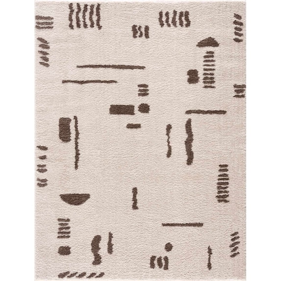 BoutiqueRugs Azriel Contemporary Area Rug - Machine Washable - Peach, Dark Brown - 2' x 2'11"
