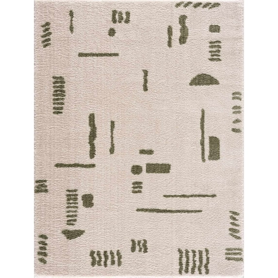 BoutiqueRugs Azriel Contemporary Area Rug - Machine Washable - Peach, Lime Green - 6'7" x 9'