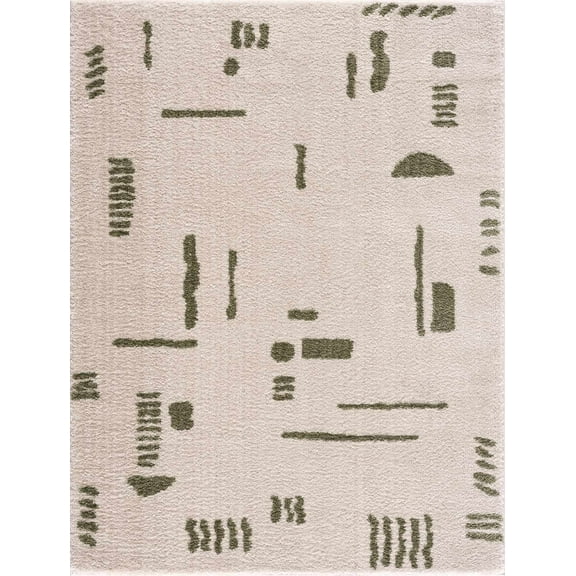 BoutiqueRugs Azriel Contemporary Area Rug - Machine Washable - Peach, Lime Green - 7'10" x 10'