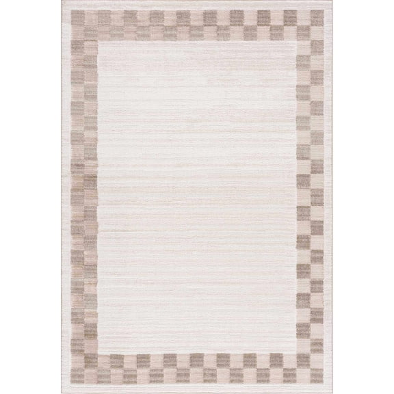 BoutiqueRugs Azrika Modern Geometric Area Rug - Machine Washable - Dark Brown, Beige, Dark Beige - 7'10" x 10'