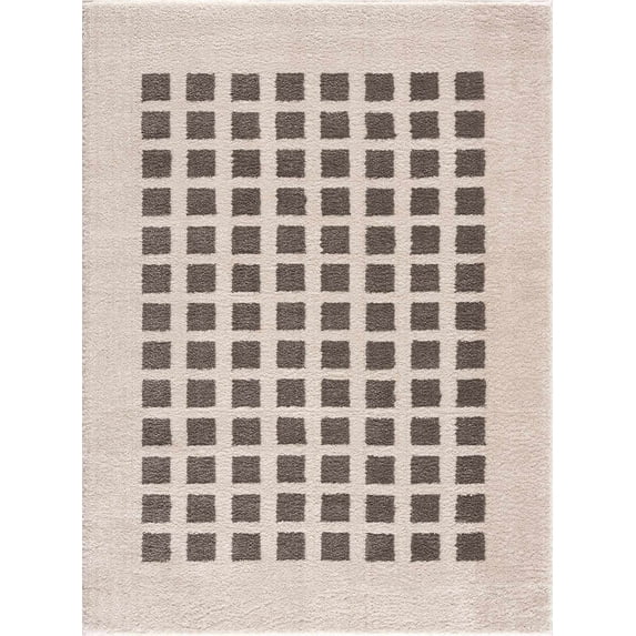 BoutiqueRugs Baback Contemporary Area Rug - Machine Washable - Peach, Charcoal - 7'10" x 10'
