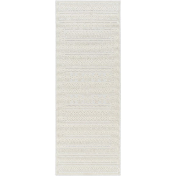 BoutiqueRugs Bahar High Low Washable Runner Rug - Machine Washable - White, Off White - 2'7" x 7'2" Runner