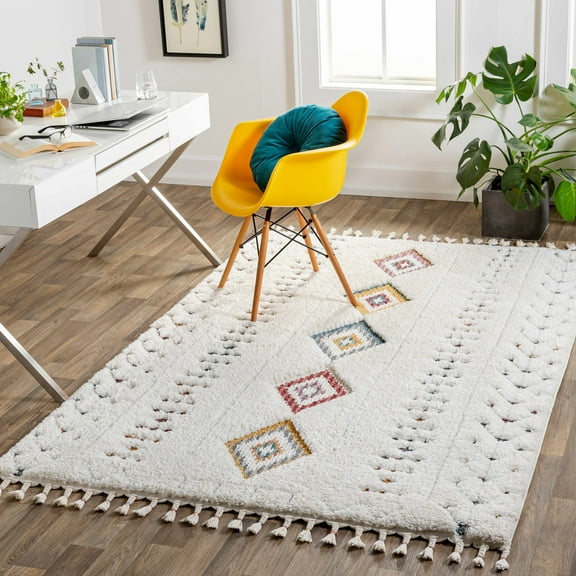 Boutique Rugs Balclutha Bohemian, Transitional Area Rug - OffWhite, Mustard, BurntOrange - 18" x 18" Sample