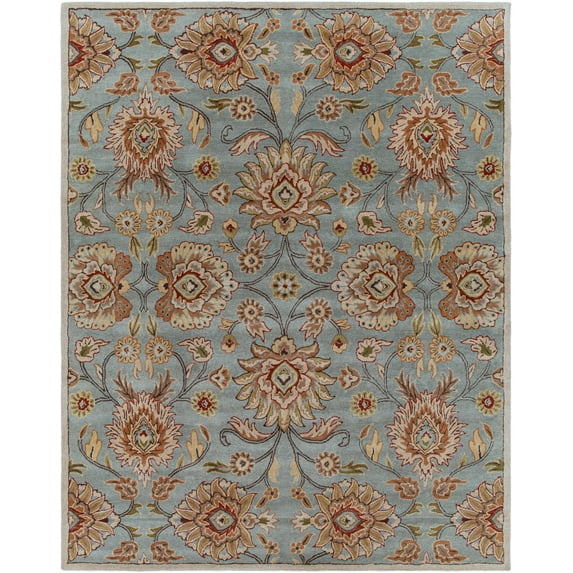 BoutiqueRugs Bannock Traditional Area Rug - Medium Gray, Tan, Dark Red - 6' x 9'