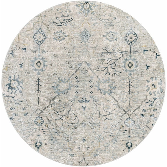 BoutiqueRugs Barkisland Traditional Area Rug - Medium Gray, Peach, Taupe - 7'10" Round